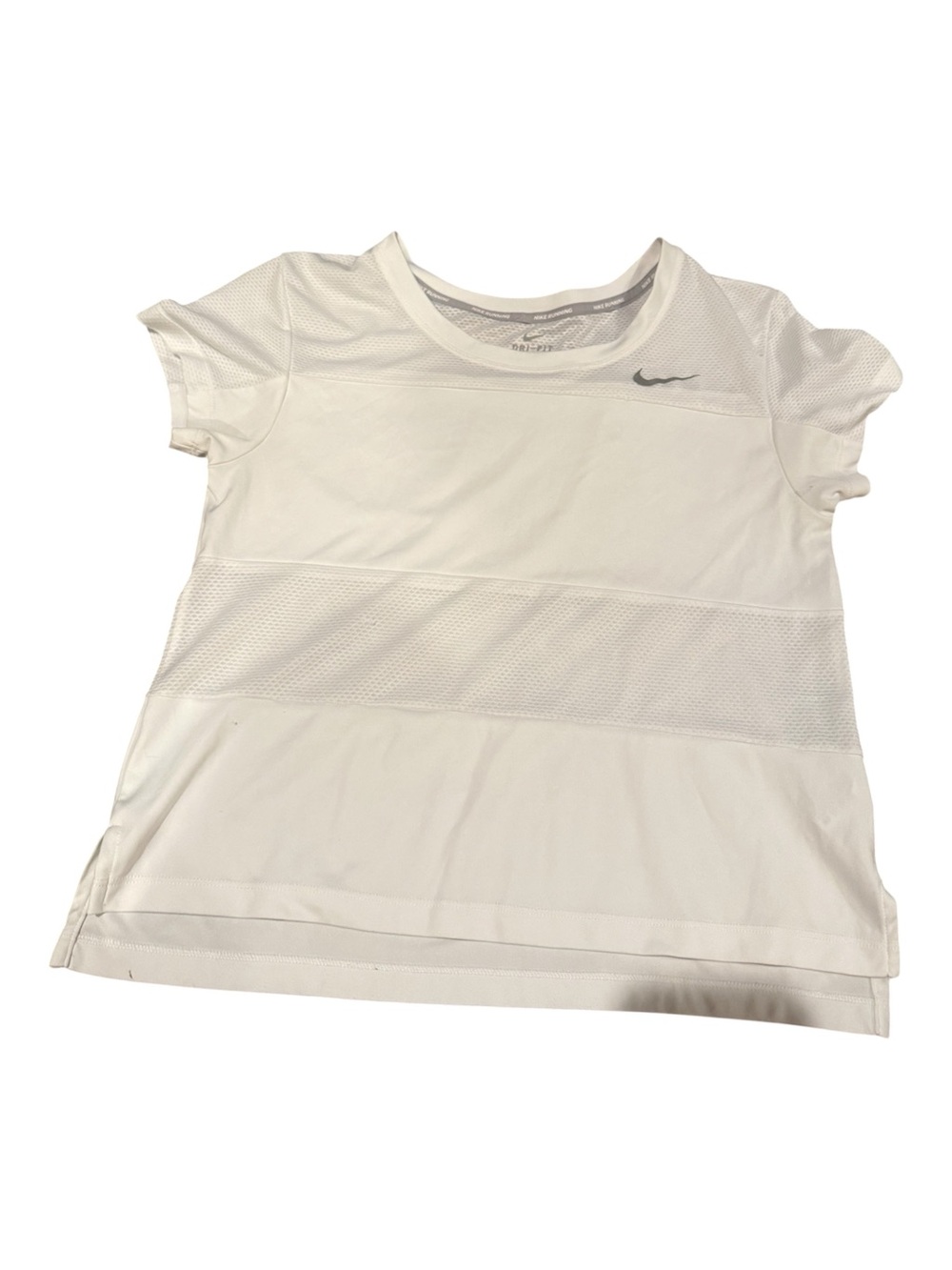 Nike Dri-FIT Running Mesh Panel Short Sleeve Shirt White Size Small